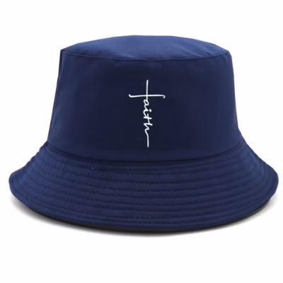 Unisex Lightweight Reversible Bucket Hat with Faith Cross Print, Casual Outdoor Sun Protection Fisherman Cap