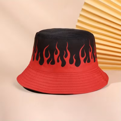 Flame Pattern Fisherman Hat For Outdoor Beach Travel, Unisex, Ideal Choice For Gifts