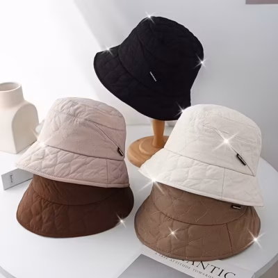 New Autumn and Winter Fisherman Hat for Women, Stylish Bucket Hat with Adjustable Ponytail Holder, Versatile and Warm