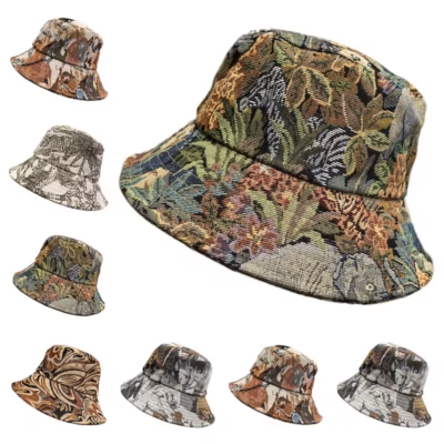 2025 New Korean Style Color-Block Striped Animal Pattern Fashion Fisherman Hat for and