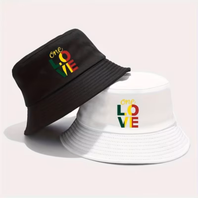 ONE LOVE Printed Bucket Hat, Breathable Outdoor Vacation Travel Foldable Fisherman Cap For Men & Women