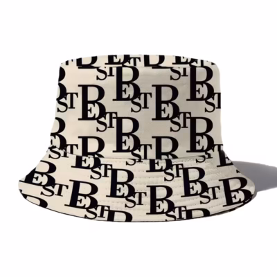 [Lightweight Bucket] 1pc Unisex Bucket Hat | 100% Polyester, Lightweight, Holiday Theme, New Year’s Essential | Outdoor Versatile, Easy to Carry, Woven Craftsmanship, Random Print Pattern, Non-Stretch, Letter B Print