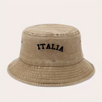 Men’s Vintage Italian Fisherman Hat – Bucket Hat with ITALIA Text in Black/Navy/Red – Wide Brim Sun Protection for Streetwear, Travel, Beach – Casual Formal Outfits, Outdoor Fashion, Urban Streetwear, Stylish Construction, Unisex Headwear, Streetwear Lovers
