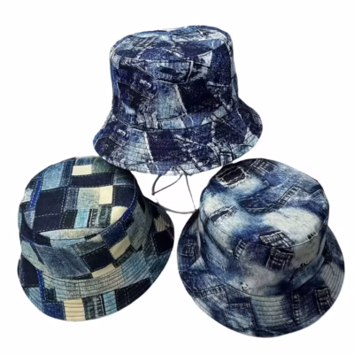 Creative Imitation Faux Denim Bucket Hat with New Prints for Men And Women, Perfect for Outdoor Sun Protection in Spring And Summer.
